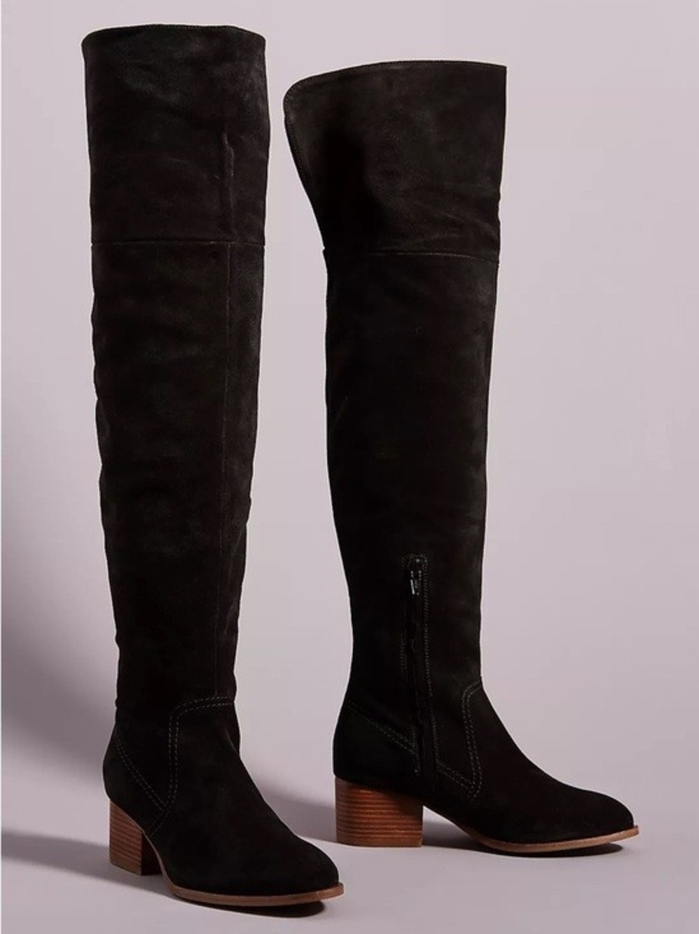 Black Over-the-Knee Suede Boots by